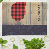 Hirschkopf mit Antlern - Rustikal rot Kariert Geschirrtuch (Gefaltet)