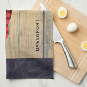 Hirschkopf mit Antlern - Rustikal rot Kariert Geschirrtuch (Viertel Falte)