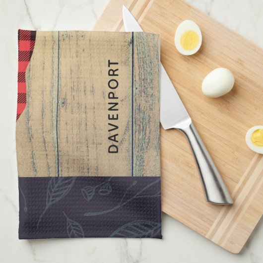 Hirschkopf mit Antlern - Rustikal rot Kariert Geschirrtuch (Viertel Falte)