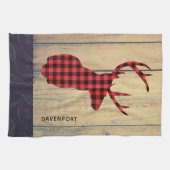 Hirschkopf mit Antlern - Rustikal rot Kariert Geschirrtuch (Horizontal)