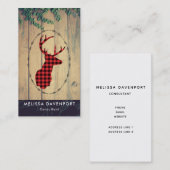 Hirschkopf mit Antlers - Kariert roter Rustikal Visitenkarte (Vorne/Hinten)