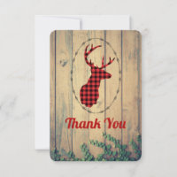 Hirschkopf mit Antlers Red Kariert Rustic Danke