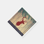 Hirschkopf mit Antlers - Roter Karierter Rustikale Serviette (Ecke)