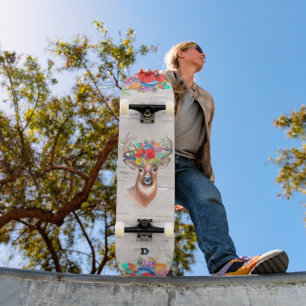 Hirschkopf mit Blume D-Markenbezeichnung Skateboard