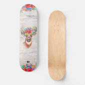 Hirschkopf mit Blume D-Markenbezeichnung Skateboard (Vorderseite)