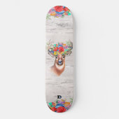 Hirschkopf mit Blume D-Markenbezeichnung Skateboard (Vorderseite)
