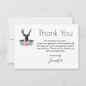 Hirschkopf mit Blume & Gebirge Party Vielen Dank Dankeskarte (Rückseite)