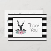 Hirschkopf mit Blume & Gebirge Party Vielen Dank Dankeskarte (Vorne/Hinten)
