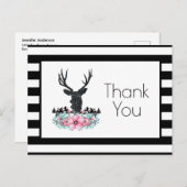 Hirschkopf mit Blume & Gebirge Party Vielen Dank Postkarte (Vorne/Hinten)