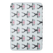 Hirschkopf mit Blume und Gebirgsmuster Badematte (Vorderseite Vertikal)