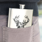 Hirschkopf mit Geweih Mongramm Flachmann (Beispiel)