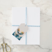 Hirschkopf mit Geweih und Waldbäumen Geschenkanhänger (Mit Garn)