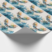 Hirschkopf mit Geweih und Waldbäumen Geschenkpapier (Ecke)