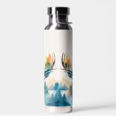 Hirschkopf mit Geweih und Waldbäumen Trinkflasche (Links)