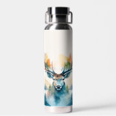 Hirschkopf mit Geweih und Waldbäumen Trinkflasche (Rückseite)