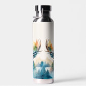 Hirschkopf mit Geweih und Waldbäumen Trinkflasche (Rechts)