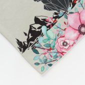 Hirschkopf mit rosa Blume und Gebirgsmuster Fleecedecke (Ecke)