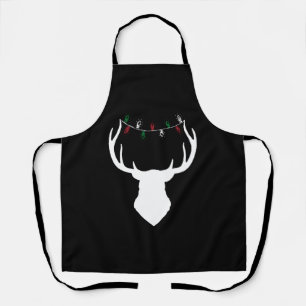 Hirschkopf mit Weihnachtslicht auf Antlern Schürze