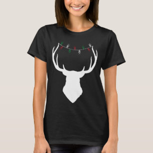 Hirschkopf mit Weihnachtslicht auf Antlers T-Shirt