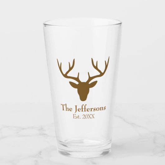 Hirschkopf rustikaler Charme Glas (Vorderseite)