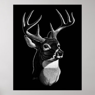 Hirschkopf-Scratchboard-Stil Poster