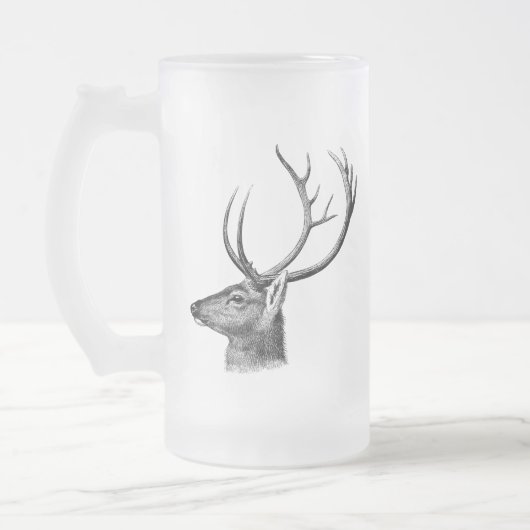 Hirschkopf-Silhouette Mattglas Bierglas (Links)