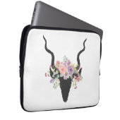 Hirschkopf-Silhouette mit Rose verziert Laptopschutzhülle (Vorne Rechts)