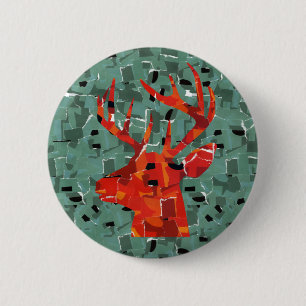 Hirschkopf-Silhouette-Mosaik Button