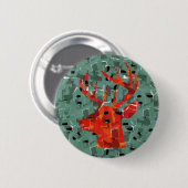 Hirschkopf-Silhouette-Mosaik Button (Vorne & Hinten)