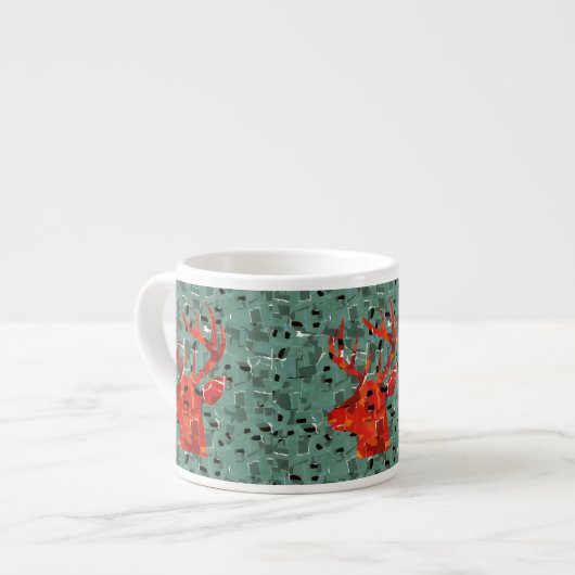 Hirschkopf-Silhouette-Mosaik Espressotasse (Vorderseite Links)