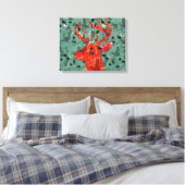 Hirschkopf-Silhouette-Mosaik Leinwanddruck (Insitu (Schlafzimmer))