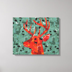 Hirschkopf-Silhouette-Mosaik Leinwanddruck
