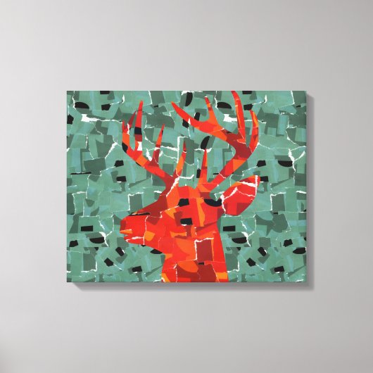 Hirschkopf-Silhouette-Mosaik Leinwanddruck (Vorderseite)