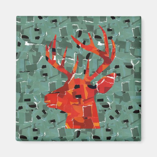 Hirschkopf-Silhouette-Mosaik Magnet (Vorne)