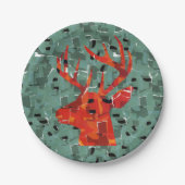 Hirschkopf-Silhouette-Mosaik Pappteller (Vorderseite)