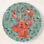 Hirschkopf-Silhouette-Mosaik Sandstein Untersetzer (Vorne)