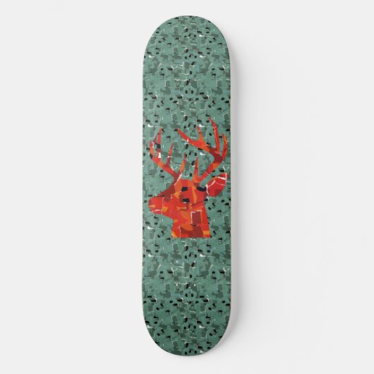 Hirschkopf-Silhouette-Mosaik Skateboard (Vorderseite)