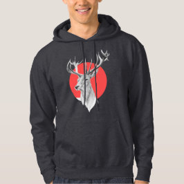 Hirschkopf Stag zeichnend Roter Kreis Tierart Hoodie