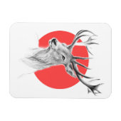 Hirschkopf Stag zeichnend Roter Kreis Tierart Magnet (Horizontal)