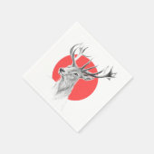 Hirschkopf Stag zeichnend Roter Kreis Tierart Serviette (Ecke)
