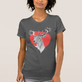 Hirschkopf Stag zeichnend Roter Kreis Tierart T-Shirt (Vorderseite)