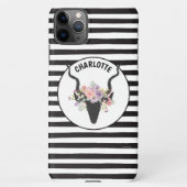 Hirschkopf und Rose personalisiert iPhone Hülle (Rückseite)