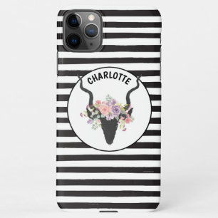 Hirschkopf und Rose personalisiert iPhone 11Pro Max Hülle
