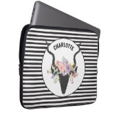Hirschkopf und Rose personalisiert Laptopschutzhülle (Vorne Rechts)