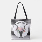 Hirschkopf und Rose personalisiert Tasche (Rückseite)