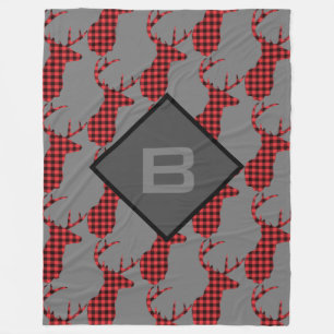 Hirschkopfanhänger Muster Buffalo Kariertes Monogr Fleecedecke