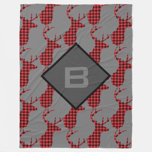 Hirschkopfanhänger Muster Buffalo Kariertes Monogr Fleecedecke (Vorderseite)