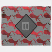 Hirschkopfanhänger Muster Buffalo Kariertes Monogr Fleecedecke (Vorderseite (Horizontal))