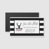 HirschkopfBlume und Berge Save the Date Magnetkarte (Vorne/Hinten)