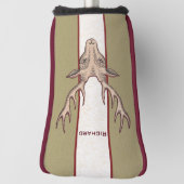 Hirschköpfe schwarze Etchings auf Red White Tan Golf Headcover (Rotieren 90)